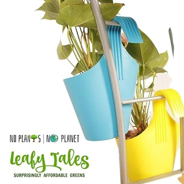 Leafy Tales Plastic Hook Hanging Pot, Multicolor 28 x 12 x 22 cm, 5 Pieces