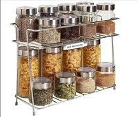 COLLECTION Stainless Steel 2 Layer Kitchen Spice Rack| Modular Kitchen Storage Rack | Kitchen Organizer Multipurpose Storage Shelf/Rack, Silver, Countertop, Tabletop, Tiered Shelf - 15.5D x 36.5W x 28.5H