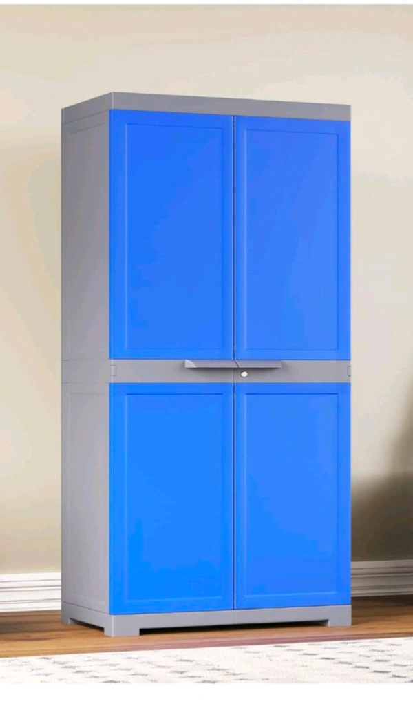 Freedom Mini Medium (FMM) Plastic Cabinet for Storage| Space & Clothes Organizer| Shelves| Cupboard| Almari| Wardrobe| Living Room| Adult & Kids| Multipurpose for Home Kitchen & Office - red &blue, Ft. 5