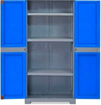 Freedom Mini Medium (FMM) Plastic Cabinet for Storage| Space & Clothes Organizer| Shelves| Cupboard| Almari| Wardrobe| Living Room| Adult & Kids| Multipurpose for Home Kitchen & Office - red &blue, Ft. 5