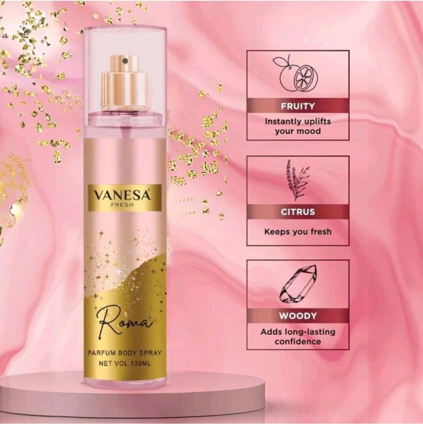 VANESA FRESH Roma Perfume Body Spray With Long Lasting Fragrance For Gents & Ladies Body Mist For Men & Women - 135ml