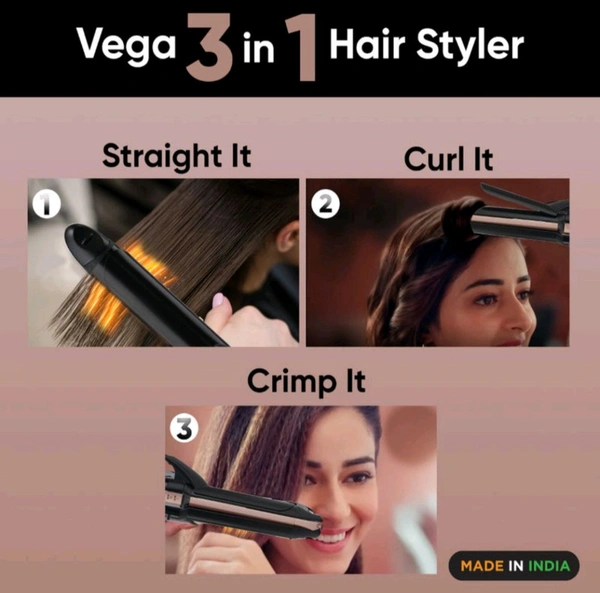 VEGA 3-in-1 Keratin Hair Styler (VHSCC-03)   - Rose Gold