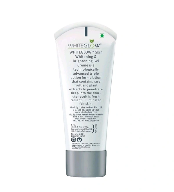 Lotus Herbals Whiteglow Skin Whitening & Brightening Gel Creme Spf-25 I Pa+++ - White, 15 gm