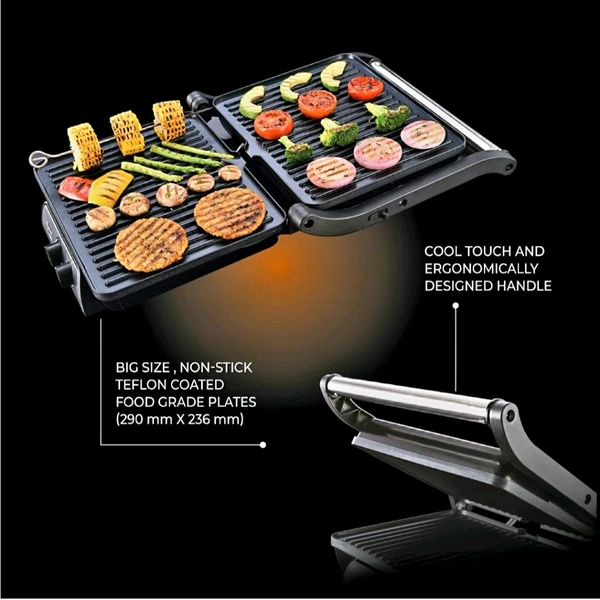 Usha iChef Sandwich Grill, 2000 Watt, 4 Slice Flat Bread Griller - Black, Large