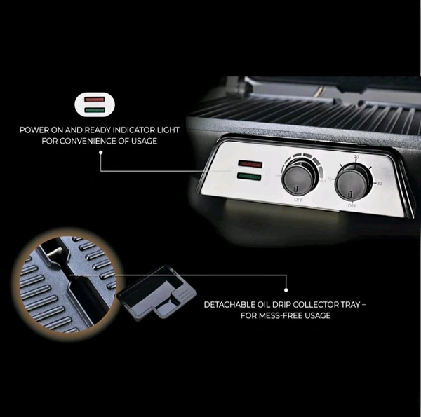 Usha iChef Sandwich Grill, 2000 Watt, 4 Slice Flat Bread Griller - Black, Large