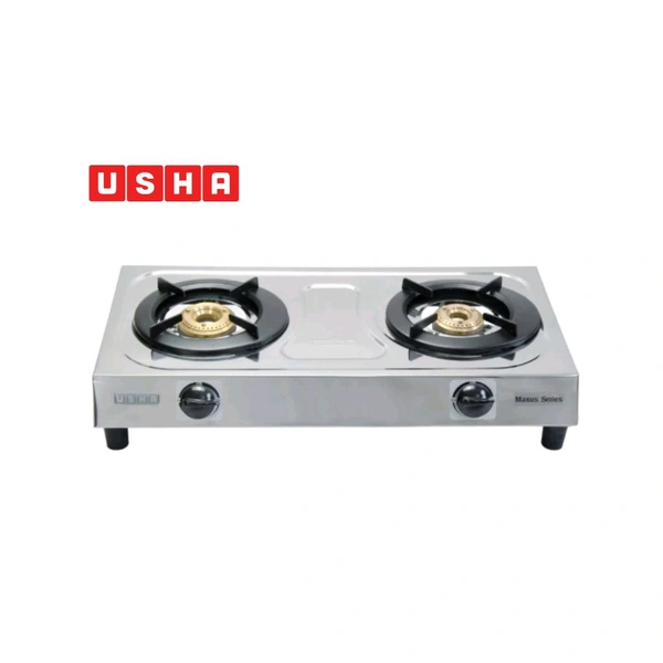 Usha Maxus GS2001 Stainless Steel 2 Burner CookTop - Silver, Large