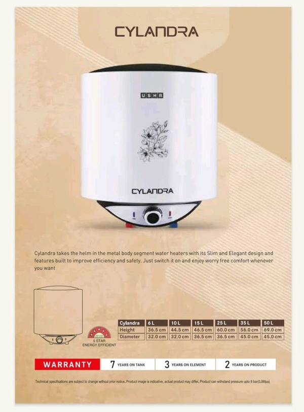 USHA Cylandra 10 Litre Geyser - Large