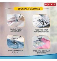 Usha Janome Stitch Magic Automatic Sewing Machine with 57 Stitch Functions (White-Blue)