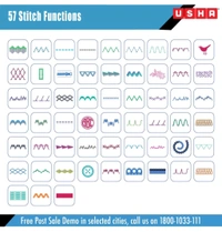 Usha Janome Stitch Magic Automatic Sewing Machine with 57 Stitch Functions (White-Blue)