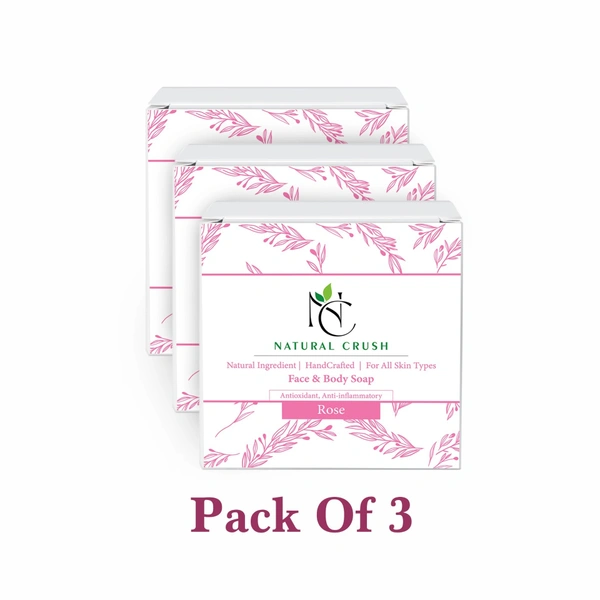 Luxurious Rose Handmade Soap Bar - All Natural, Skin-Softening Formula - 80 gm (pack of 3)
