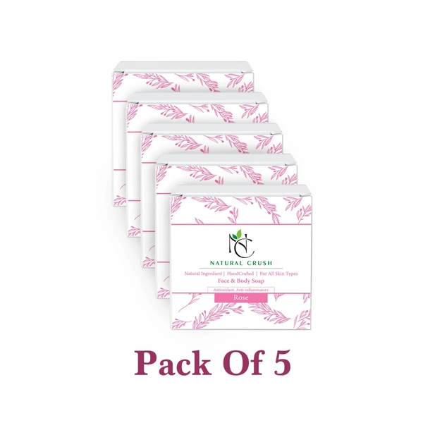 Luxurious Rose Handmade Soap Bar - All Natural, Skin-Softening Formula - 80 gm (pack of 5)