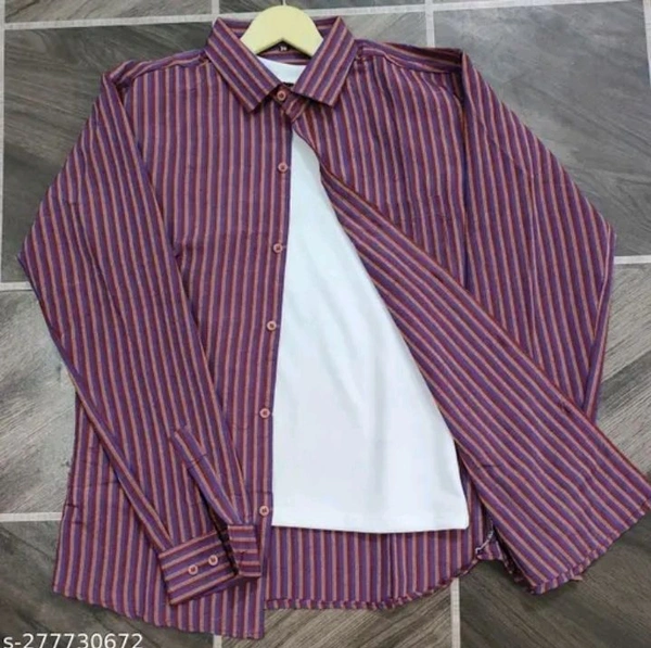 Aw Collection  KHADI SHIRT FOR Men - Purple, Xl
