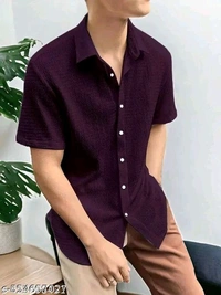 ALVARIONTERPRISES shirt for men imported popcorn febric shirt  - M, AQUE BLUE