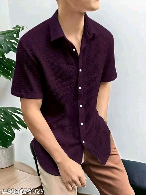 ALVARIONTERPRISES shirt for men imported popcorn febric shirt  - M, AQUE BLUE