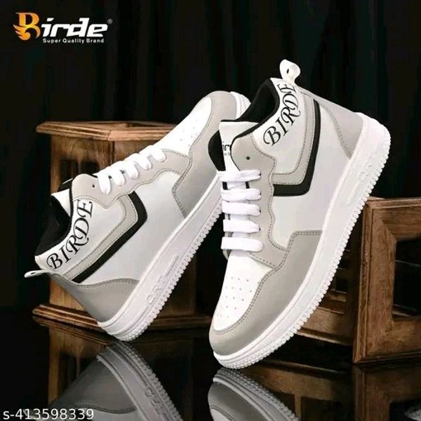 BIRDE  New  High Top Casual Sneakers Shoes For Mens | Daily Wear Shoes For Men
 - White, 9