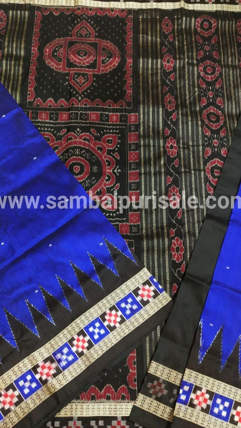 Yellow Temple Boarder Sambalpuri Silk Pata Saree - SambalpuriKart