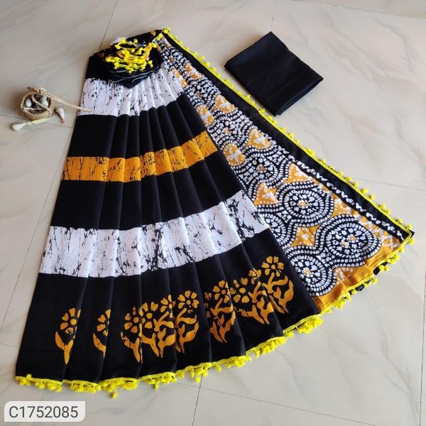 Waves of Tradition: The Jaipuri Cotton Saree with a ZigZag Twist - TCS –  Fashionous