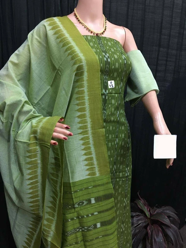 100975 Sambalpuri Handloom Cotton Dress Material With Dupatta 