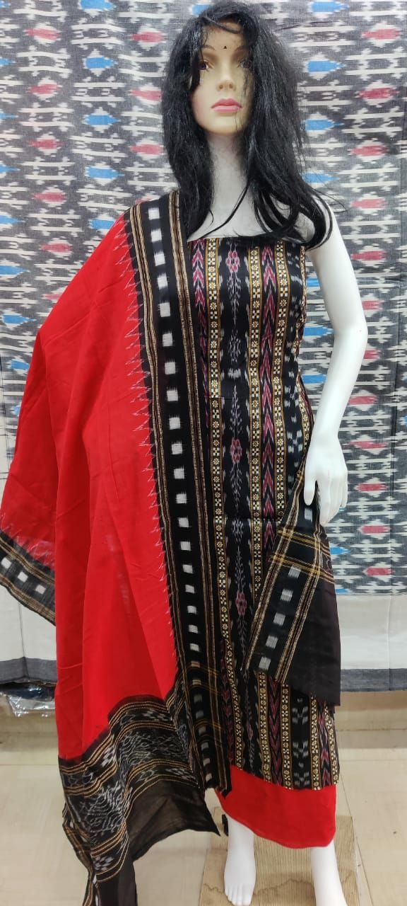 PRITIsree Odisha Sambalpuri Handloom Woman's Pure Cotton Handloom Dress  Material With Dupatta Bottom Wear 3 Pic Set Sambalpuri dress material  Unstitched PRITI213 : Amazon.in: Fashion