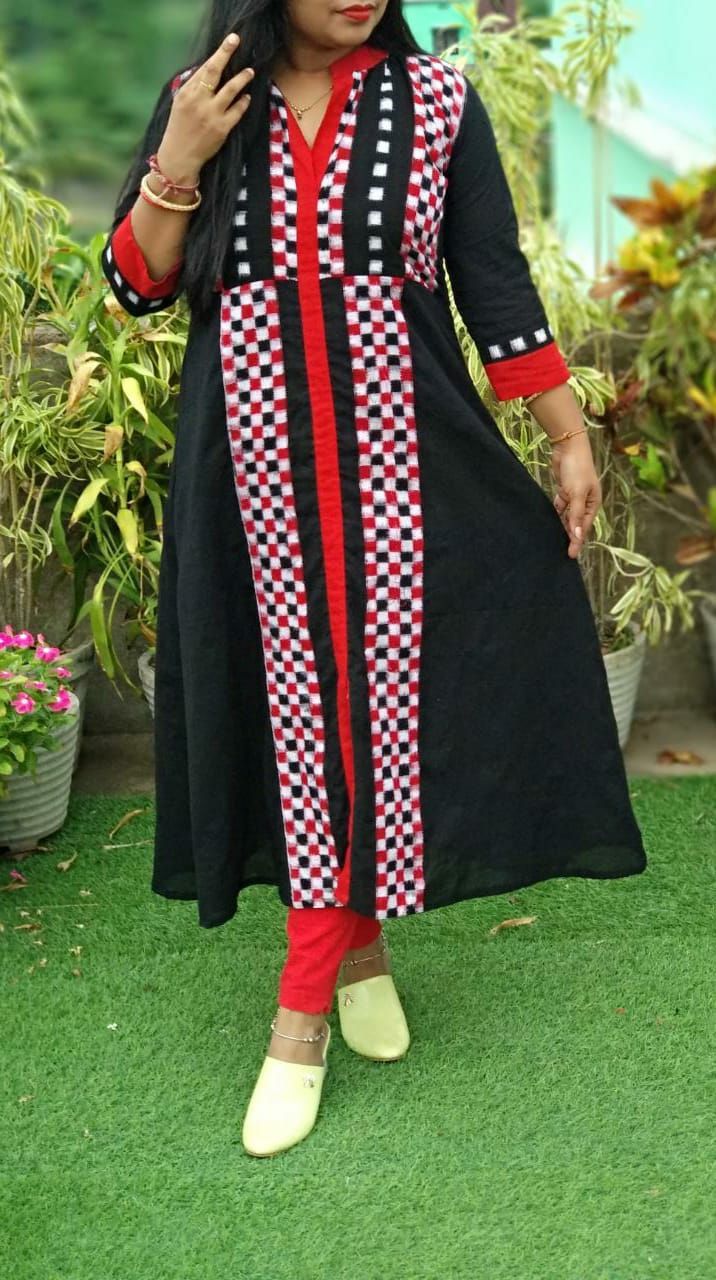 Round Neck with String Mustard Cotton Embroidered Kurti with Dupatta |  Sabhyata-1002 | Cilory.com