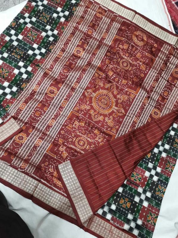 Pata Pure mulberry silk Odisha handloom utkalalaxmi sambalpuri saree with blouse ...