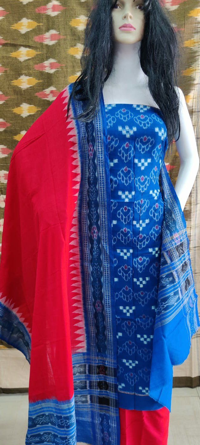 Buy OdiKala sambalpuri cotton dress material(2.5 mtr, Pasapali design  orange, black and white colors combination) at Amazon.in