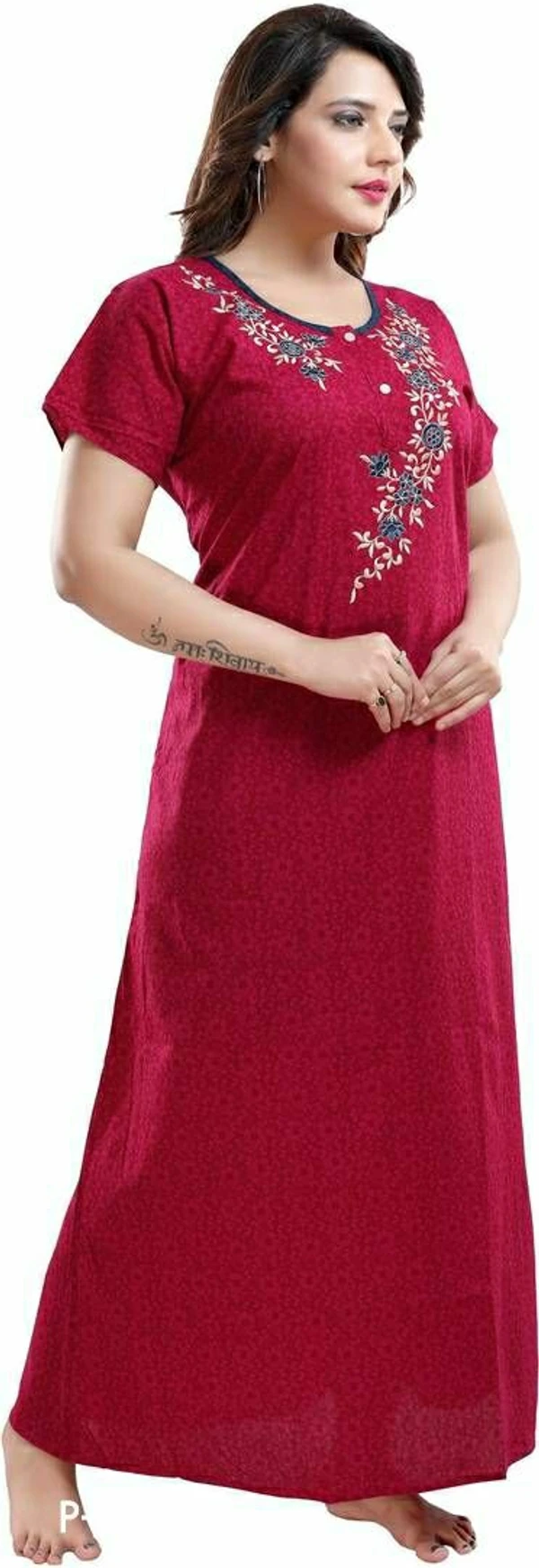 Cotton Embroidere Nighty -6714446