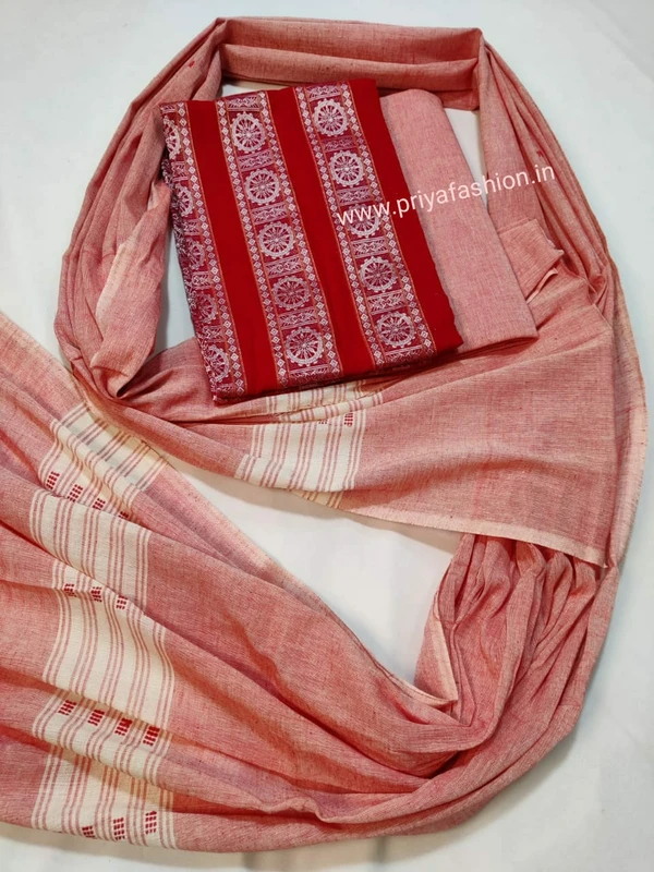 101448 Sambalpuri Dress Material With Stiching Size 32-42 Size - Red, 38 Chest