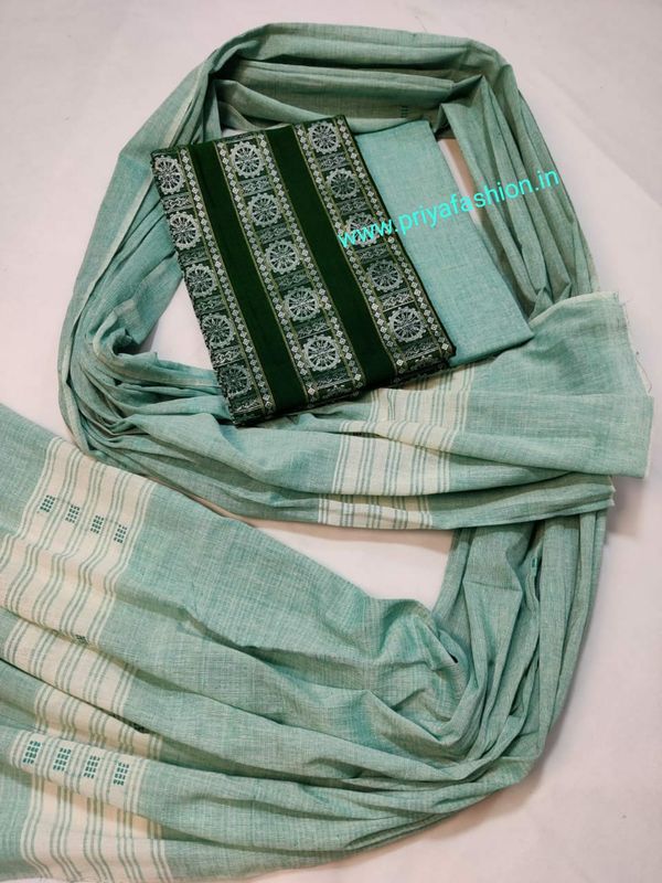 101448 Sambalpuri Dress Material With Stiching Size 32-42 Size - Green, 32 Chest