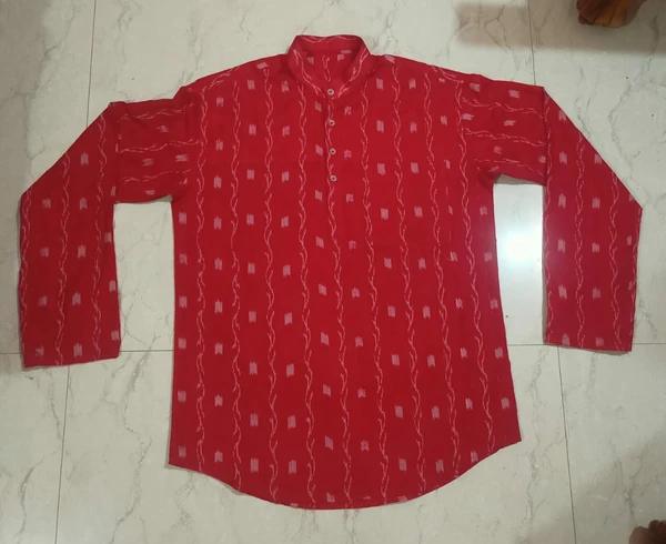 100523 Man Sambalpuri Short Cotton Kurta/Dhila - Carnaby Tan, 38