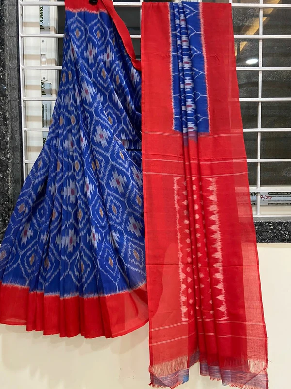 100539 Sambalpuri Ikkat merceraized cotton sareesWith matching blouse 