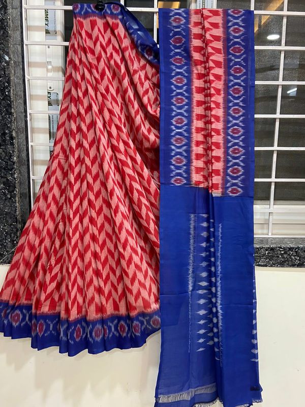 100561 Sambalpuri Ikkat merceraized cotton sareesWith matching blouse 