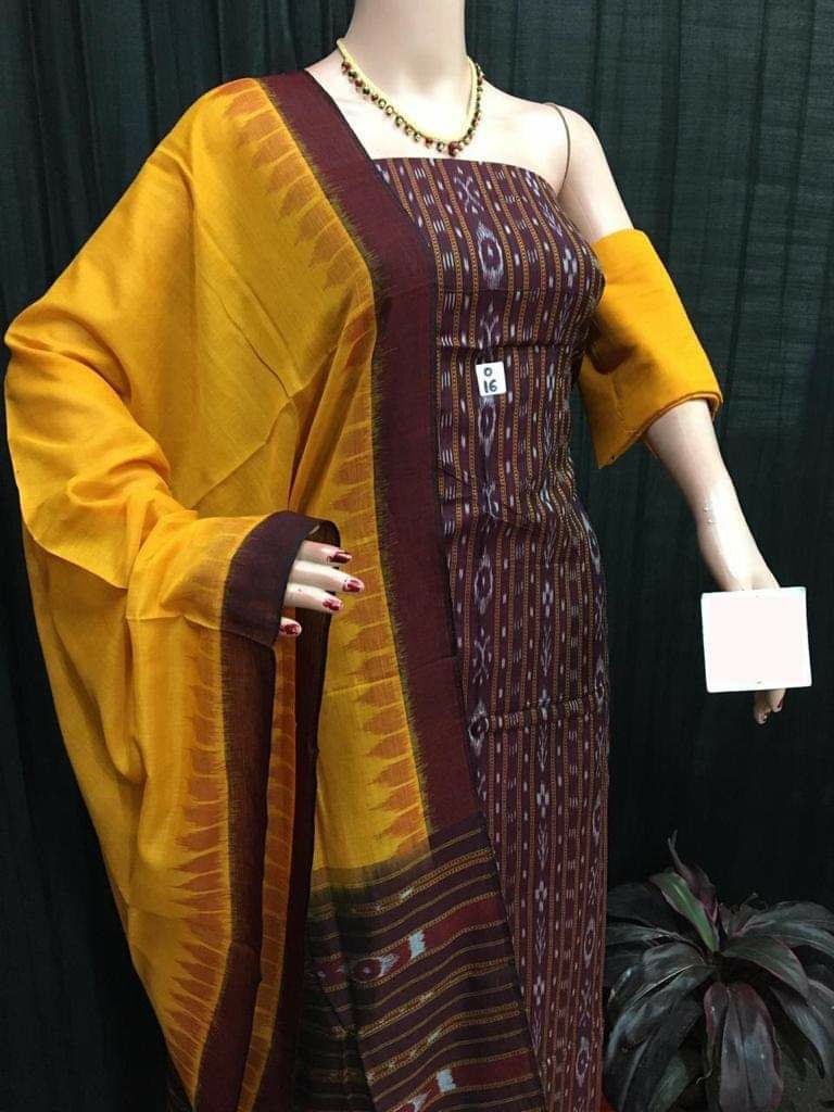 Grey and Black Sambalpuri cotton Dress material – Boyanika Odisha