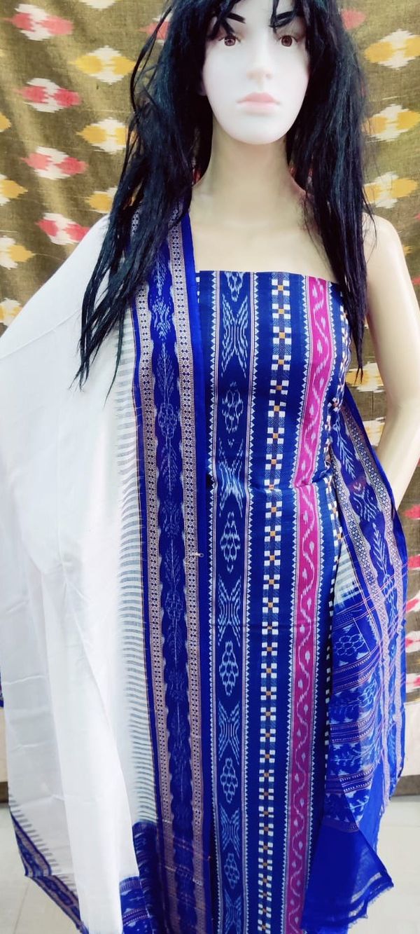 100663 Sambalpuri Handloom Cotton Dress Materials With Dupatta Set