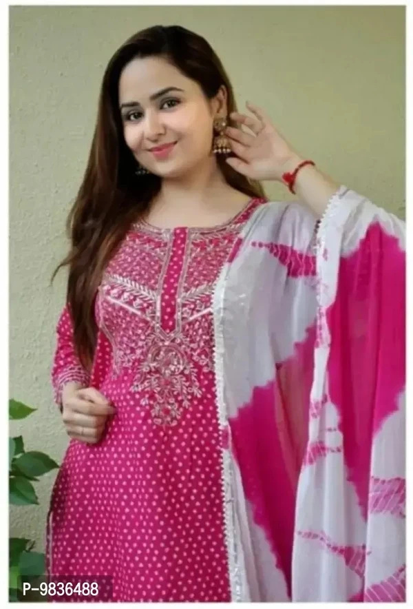 100448 Kurti with Dupatta and Bottomwear - L