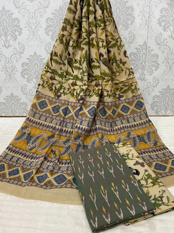 100455 Ikat Kalamkari Cotton Dress Material