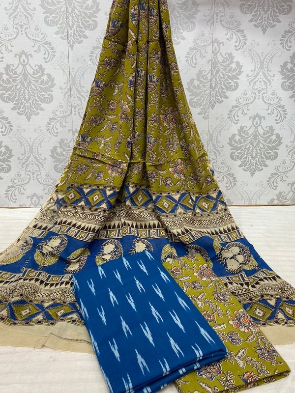 100460 Ikat Kalamkari Cotton Dress Material