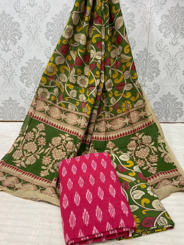 100461 Ikat Kalamkari Cotton Dress Material