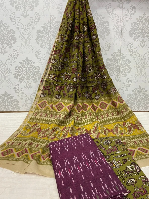 100463 Ikat Kalamkari Cotton Dress Material