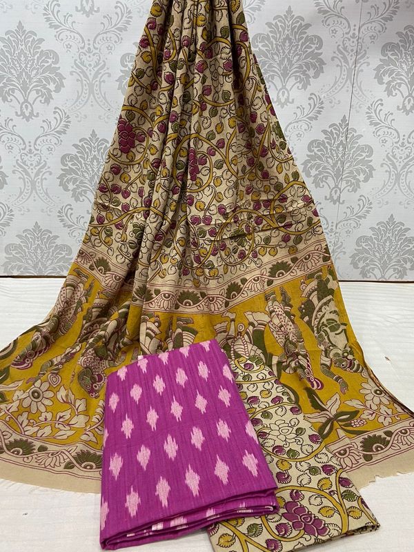100470 Ikat Kalamkari Cotton Dress Material