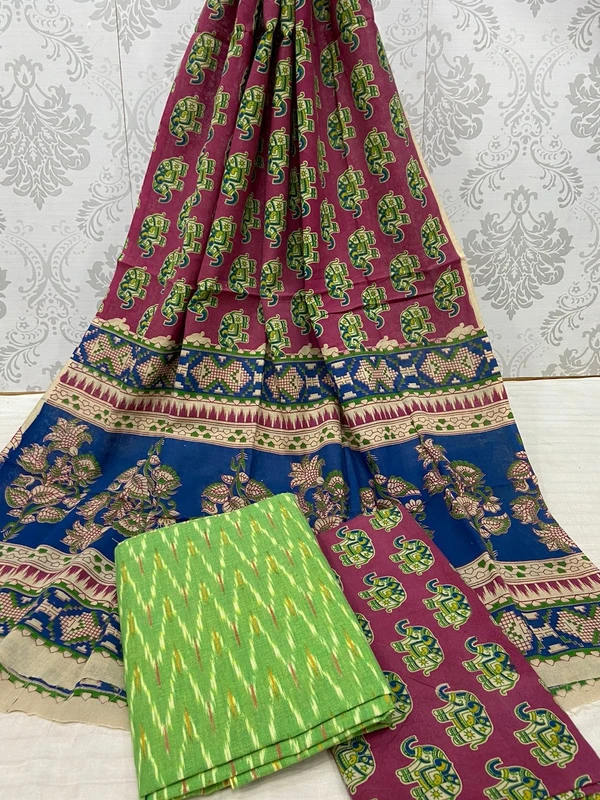 100471 Ikat Kalamkari Cotton Dress Material