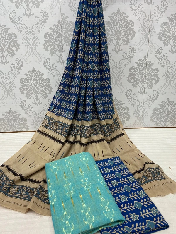 100467 Ikat Kalamkari Cotton Dress Material