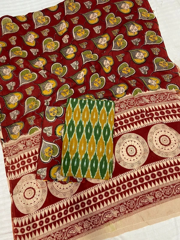 100468 Ikat Kalamkari Cotton Dress Material