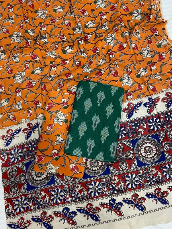 100776 Ikat Kalamkari Cotton Dress Material
