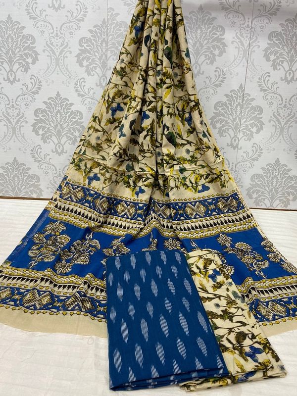 100473 Ikat Kalamkari Cotton Dress Material