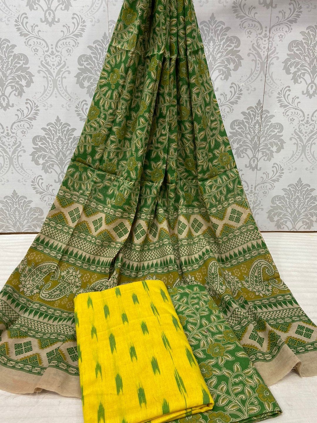 Buy Multi Color Floral Pattern Hand Block Kalamkari Printed Cotton Fabric  73065/78 | FFAB