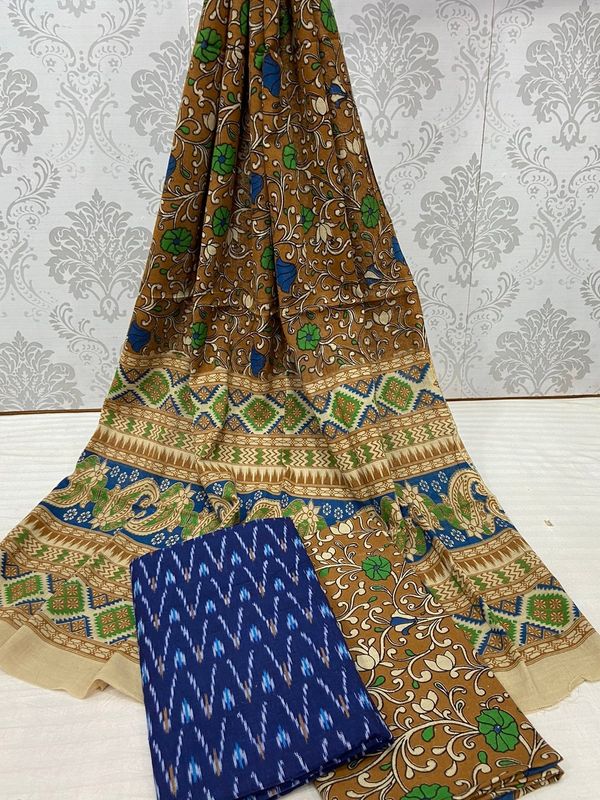 100780 Ikat Kalamkari Cotton Dress Material