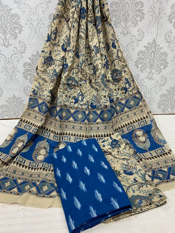 100781 Ikat Kalamkari Cotton Dress Material