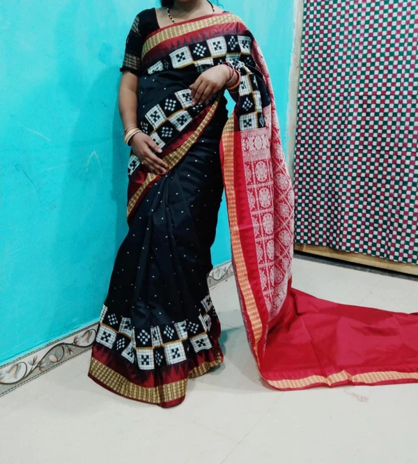 100811 Silk Pata With SAMBALPURI Patchwork Saree