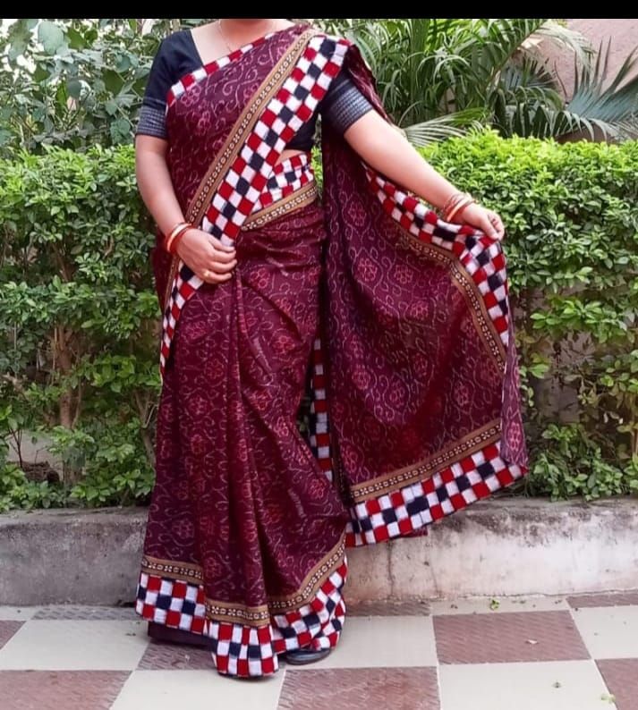 Designer Sambalpuri Red Sapta Saree at Best Price in Sambalpur | Meher  Garment